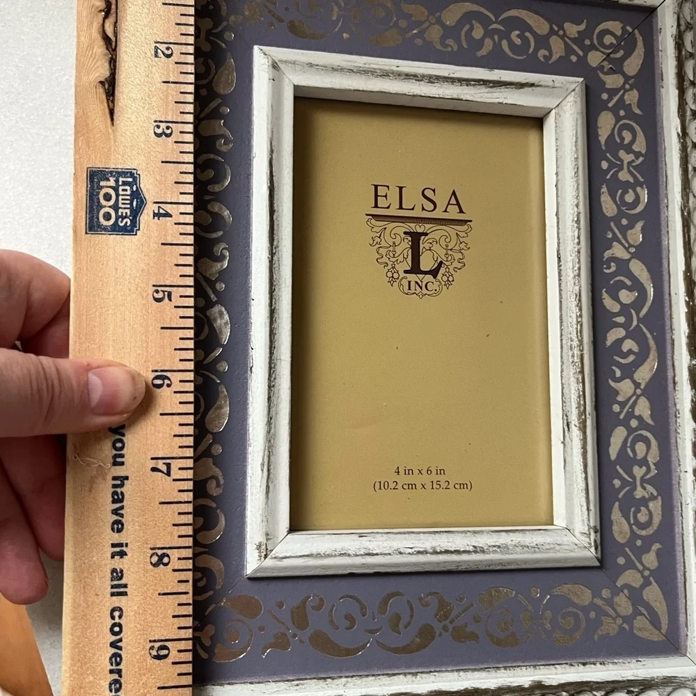 Wood with Floral Motif lavander Joy Elsa L Inc 4x6 Photo Picture Frame